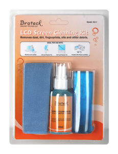 BRATECK LCD Cleaning Kit.           Includes 60ml non-drip cleaning liquid  antistatic brush and 20x20cm microfiber cloth.
